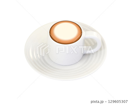 白いマグカップに入ったカプチーノ 129605307