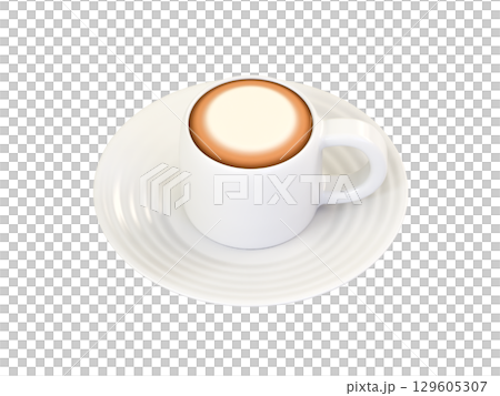 白いマグカップに入ったカプチーノ 129605307