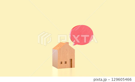 The wood house and red balloon text for property concept 3d Rendering. The wood house and red balloon text for property concept 3d Rendering. 129605466