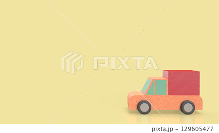 The Van truck and card board box for shipping or delivery concept 3d rendering. The Van truck and card board box for shipping or delivery concept 3d rendering. 129605477