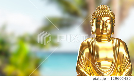 The Gold Buddha culture for Religion concept 3d Rendering. The Gold Buddha culture for Religion concept 3d Rendering. 129605480