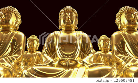 The Gold Buddha culture for Religion concept 3d Rendering. 129605481