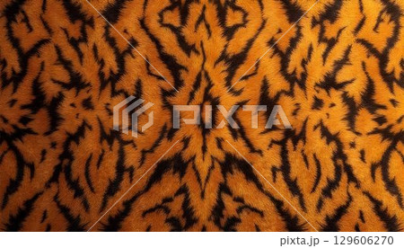 A seamless fabric adorned with a captivating black and brown tiger print that resembles the natural fur of a tiger 129606270