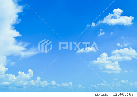 clear blue sky with white cloud, good weather in the morning have a nice day clear blue sky with white cloud, good weather in the morning have a nice day 129606565