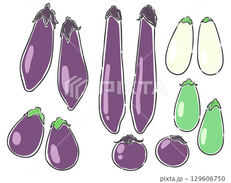 いろんな茄子のイラスト ベクター いろんな茄子のイラスト ベクター 129606750