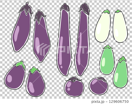 いろんな茄子のイラスト ベクター いろんな茄子のイラスト ベクター 129606750