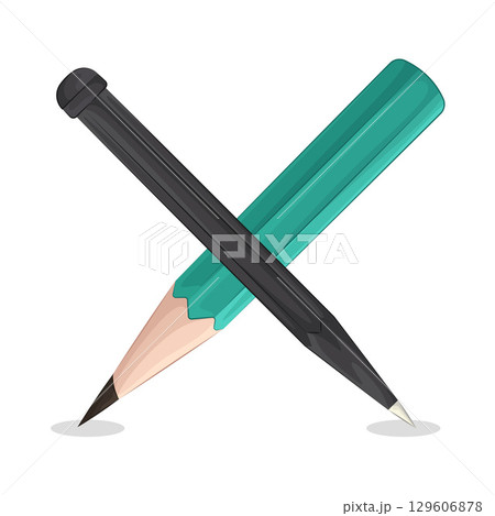Illustration of Crossed Pencil  129606878
