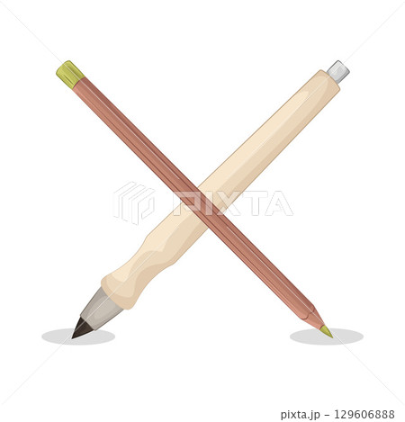 Illustration of Crossed Pencil  129606888