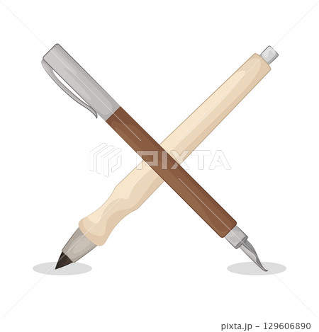Illustration of Crossed Pencil  129606890