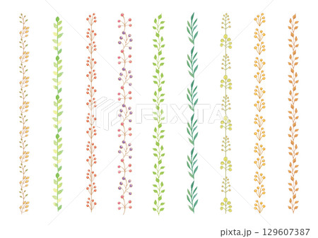 秋っぽい植物の縦装飾ライン9点セット 129607387