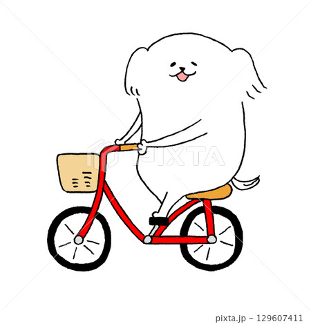 自転車に乗る犬 自転車に乗る犬 129607411