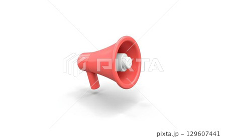 3D illustration megaphone isolated on white background 129607441