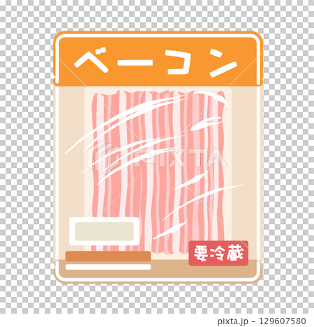 包裝好的切片培根超市插畫 包裝好的切片培根超市插畫 129607580