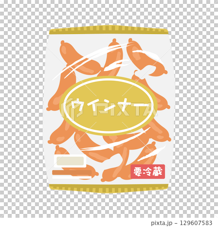 袋裝香腸超市插畫 袋裝香腸超市插畫 129607583
