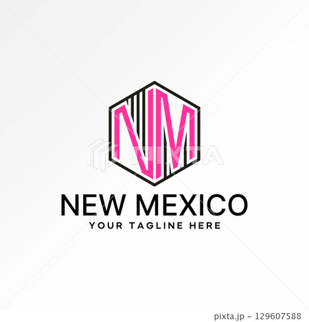 Logo design graphic concept creative premium vector stock image top sell letter NW font hexagon line with vertical line sport gym fitness digital cube 129607588