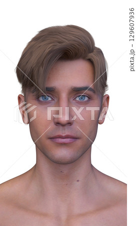 男性の顔アップ 男性の顔アップ 129607936