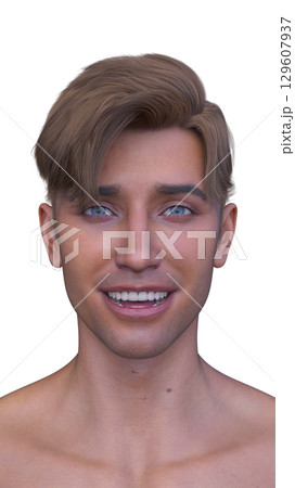 男性の顔アップ 男性の顔アップ 129607937