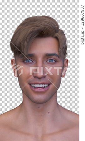 男性の顔アップ 男性の顔アップ 129607937