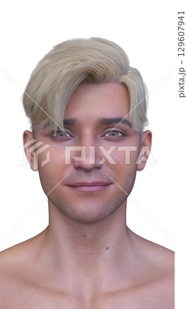 男性の顔アップ 129607941