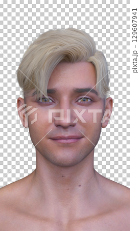 男性の顔アップ 129607941