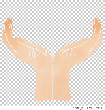 Illustration of two hands gently embracing each other 129607951