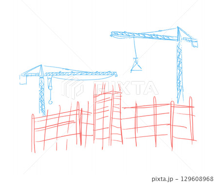 Building crane sketch Building crane sketch 129608968