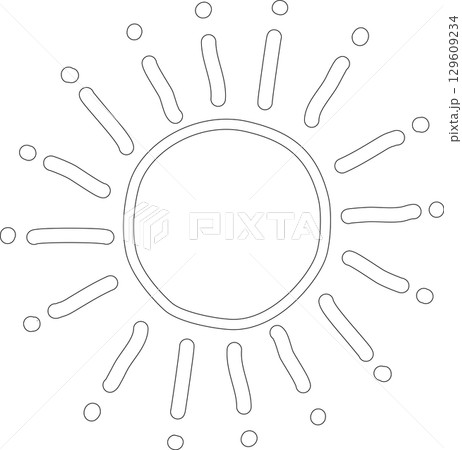 Hand drawn summer sun icon, sunshine 129609234