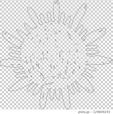 Hand drawn summer sun icon, sunshine Hand drawn summer sun icon, sunshine 129609243