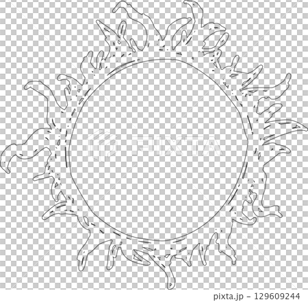 Hand drawn summer sun icon, sunshine Hand drawn summer sun icon, sunshine 129609244