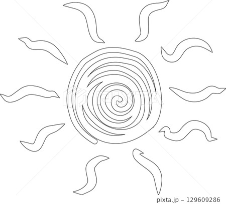 Hand drawn summer sun icon, sunshine 129609286