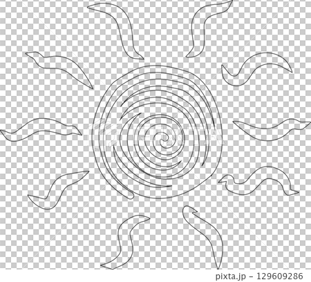 Hand drawn summer sun icon, sunshine 129609286