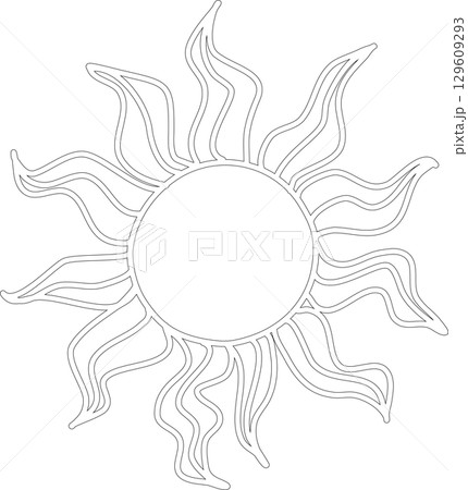 Hand drawn summer sun icon, sunshine 129609293
