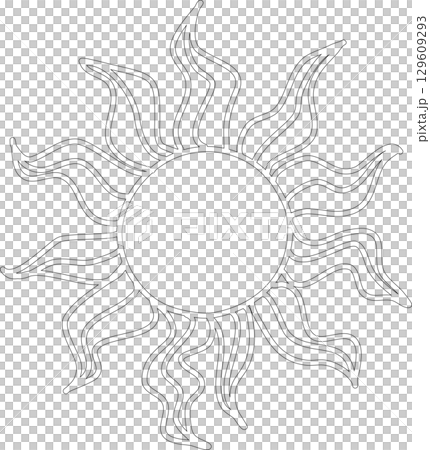 Hand drawn summer sun icon, sunshine Hand drawn summer sun icon, sunshine 129609293