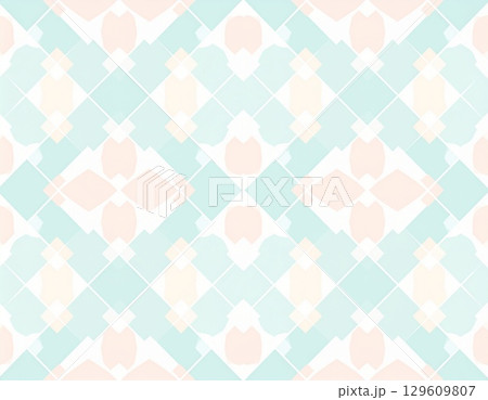 ピンクと青の幾何学的なシームレスなパターンの背景イラスト9 129609807