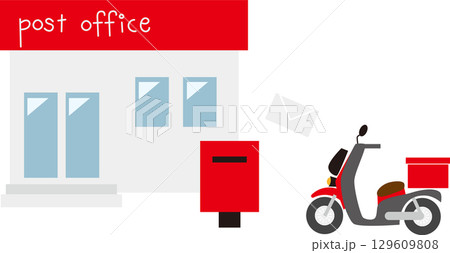 シンプルで可愛い郵便局のイラスト素材 シンプルで可愛い郵便局のイラスト素材 129609808