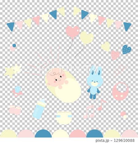 可愛的寶寶及嬰兒用品素材集 129610088