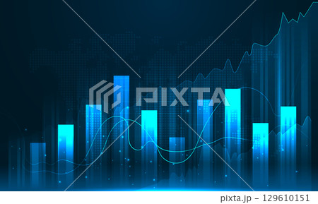 Stock market investment trading graph in graphic concept suitable for financial investment or Economic trends business idea. Vector illustration design. Stock market investment trading graph in graphic concept suitable for financial investment or Economic trends business idea. Vector illustration design. 129610151