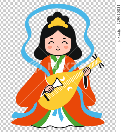 Simple illustration of Benzaiten (colorful) 129610831