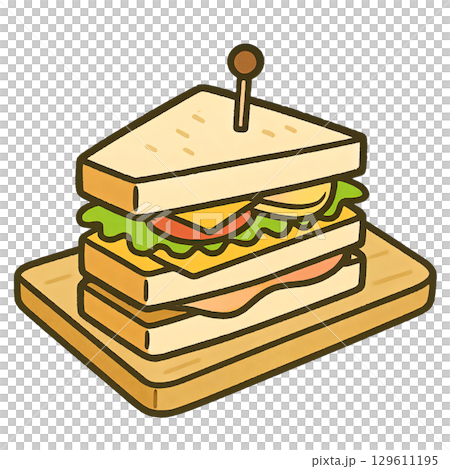 可愛的卡通俱樂部三明治剪影圖標 129611195