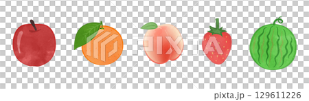 Cute fruit illustration set 01 129611226
