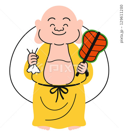 シンプルな布袋尊のイラスト（カラフル） 129611280