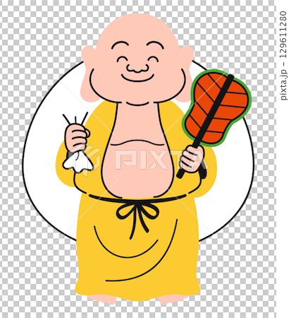 シンプルな布袋尊のイラスト（カラフル） 129611280