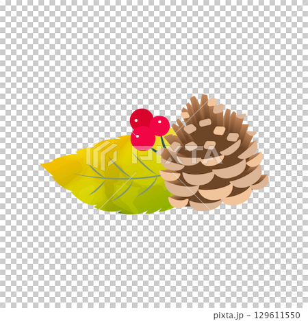 水彩風 秋の松ぼっくり イラスト 02 水彩風 秋の松ぼっくり イラスト 02 129611550