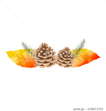 水彩風 秋の松ぼっくり イラスト 04 水彩風 秋の松ぼっくり イラスト 04 129611552