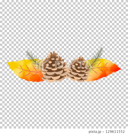 水彩風 秋の松ぼっくり イラスト 04 水彩風 秋の松ぼっくり イラスト 04 129611552