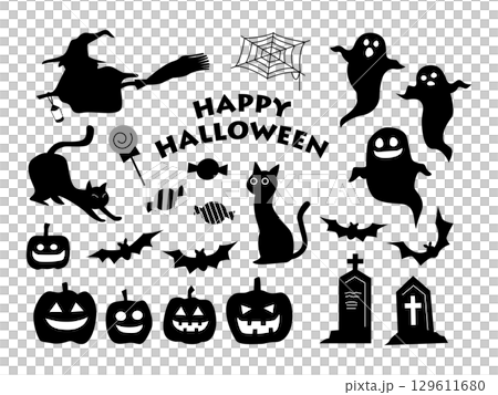簡單可愛的萬聖節插畫集 129611680