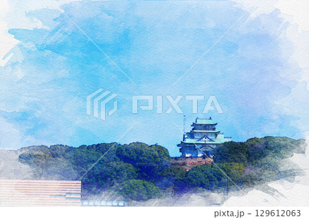 [愛知県]小牧市にある小牧山城の水彩画 129612063