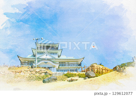 [愛知県]小牧市にある小牧山城の水彩画 129612077