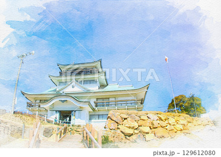 [愛知県]小牧市にある小牧山城の水彩画 129612080