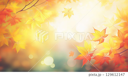 綺麗に色づく紅葉の秋 129612147